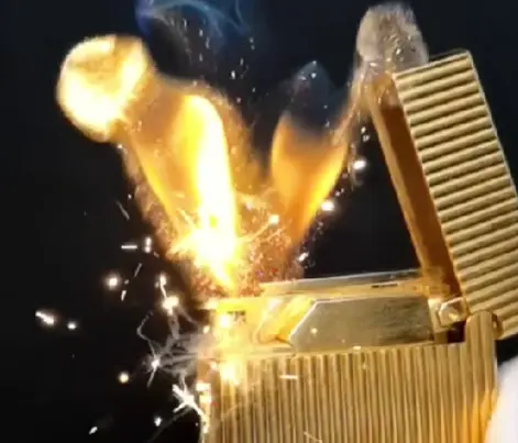 Jad Fardoun igniting a Double Flame lighter made by the Japanese firm iM Corona